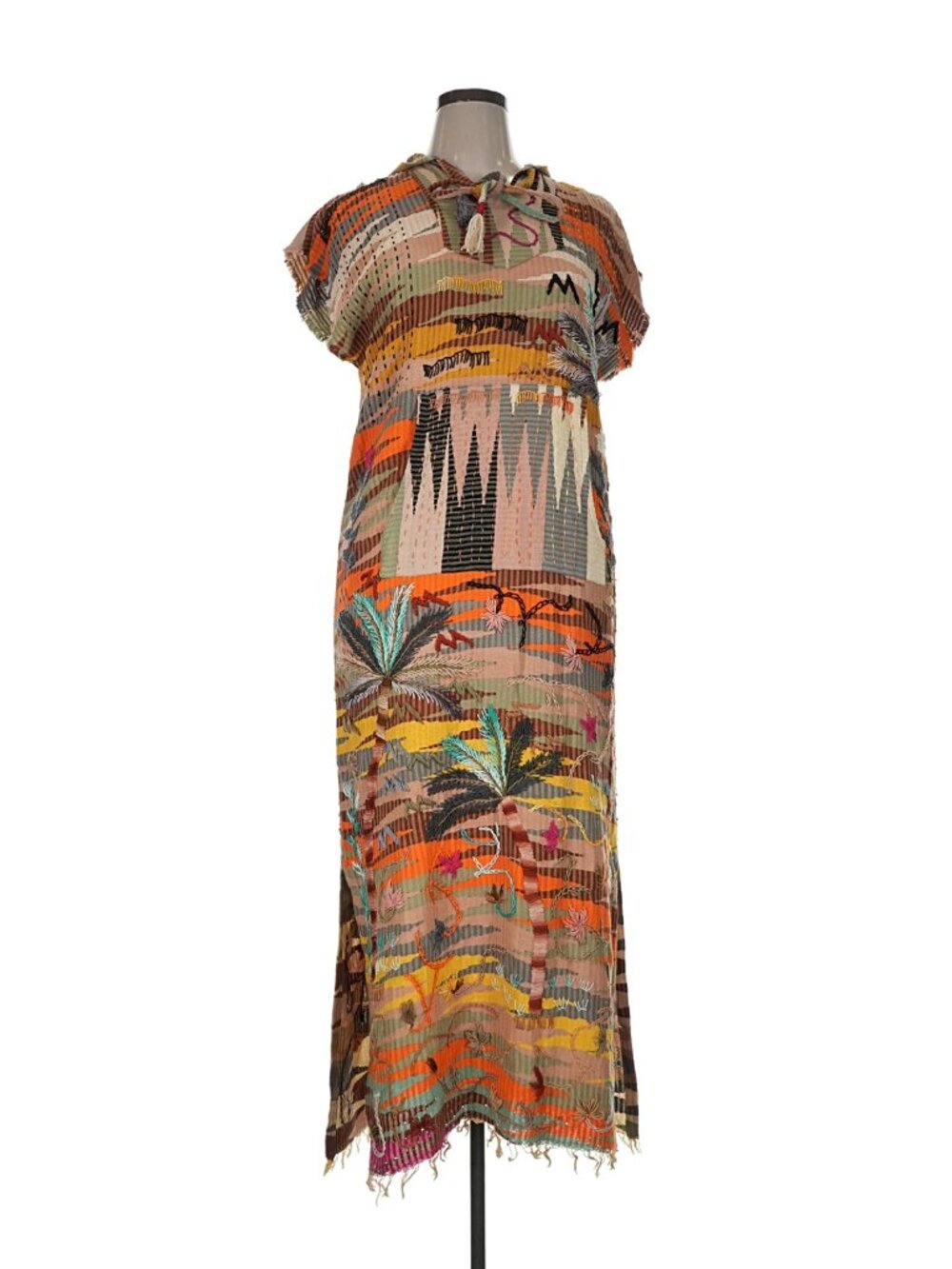IKKim'O Embroidered Palm Tree Ayu Short Sleeve Dress Medium